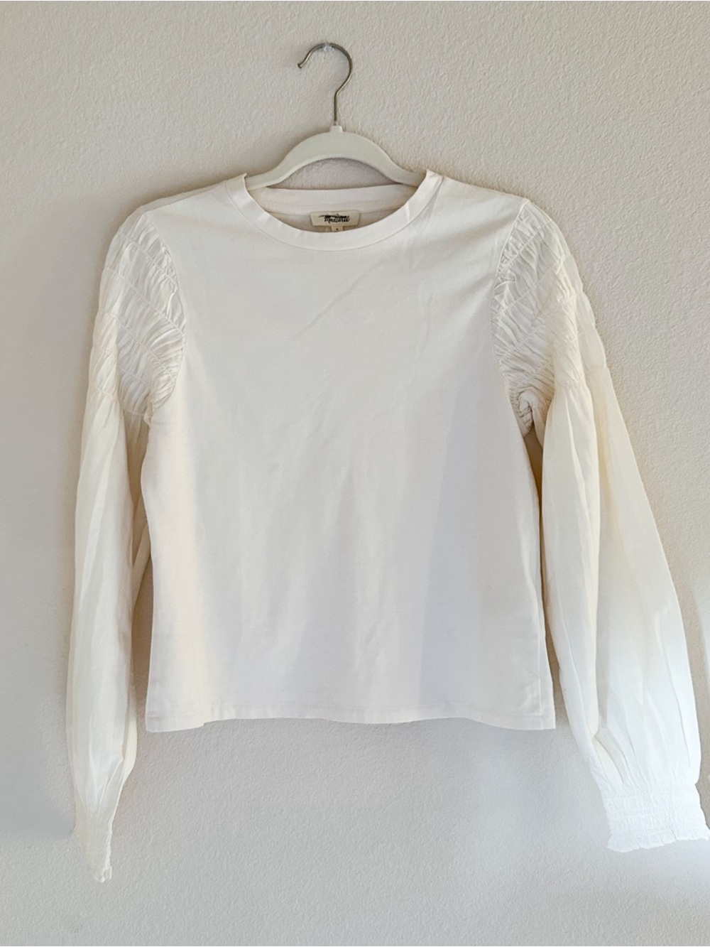 Madewell Smocked Long-Sleeve Tee S - Picture 7 of 10